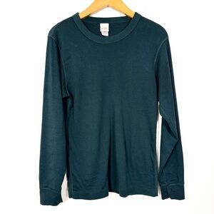 Hanna Andersson Organic Cotton Long Sleeve Tee Teal Green Crewneck Top Small